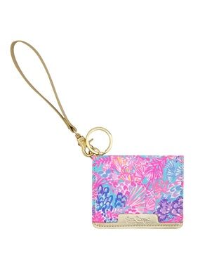 New Lilly Pulitzer Pink and Blue Floral Wristlet